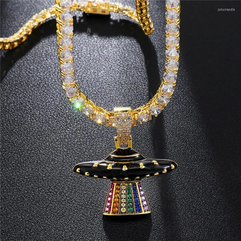 Pendentif Colliers Mode Glacé UFO Collier Arrivée Micro Pavé Cubique Zircon Hommes Hip Hop Bijoux Pour Cadeau