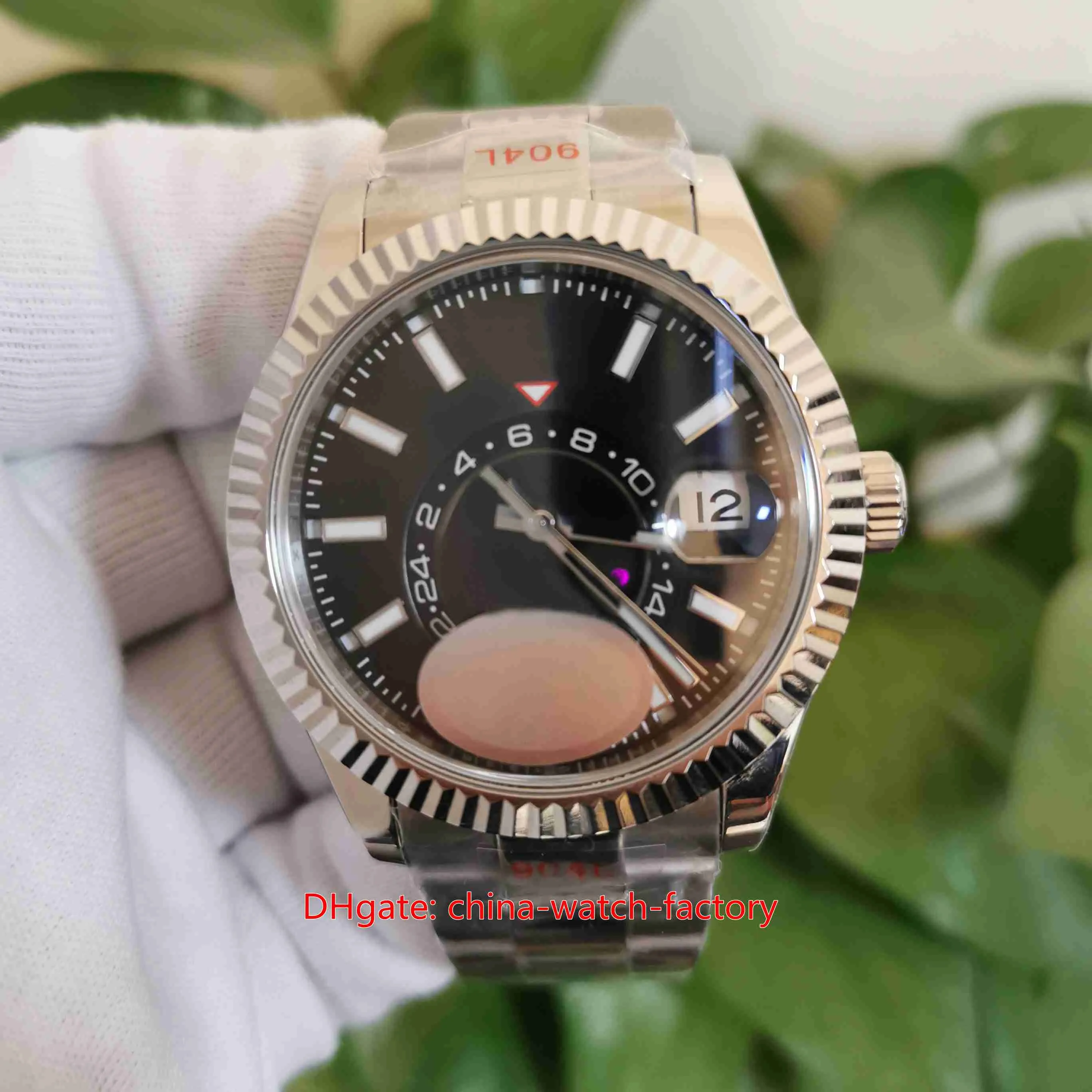 K6F Maker Mens Süper Kaliteli Saatler 42mm Gökyüzü Dökümlü 326934-0005 GMT Ay Kırmızı Dot Çalışma 904L Çelik Cal.9001 Hareketi Erkekler İçin Otomatik