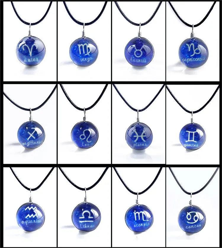 12 Collar colgante de constelación Collar de vaso azul Horóscopo Collares de canto zodiaco Joyería Regalo de cumpleaños