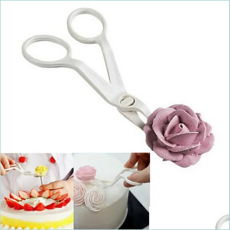 Cake Tools White Plastic Pp Scissors Easy To Clean Durable Cake Cutting Flowers Forfex Household Baking Decorating Tools 0 79Hd Bb D Dhagk