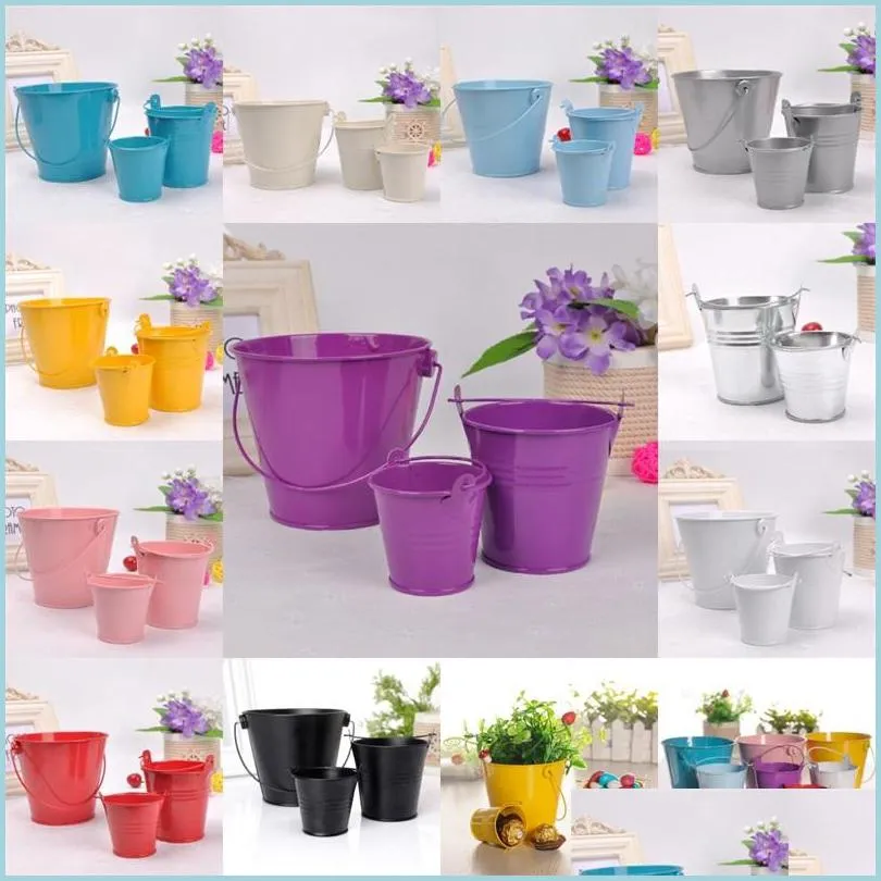 Planters krukor 1st metall hinkar tinplatta mini hink blomma krukor hem dekoration järn planterare bröllop fest planter blommor deco dhae2