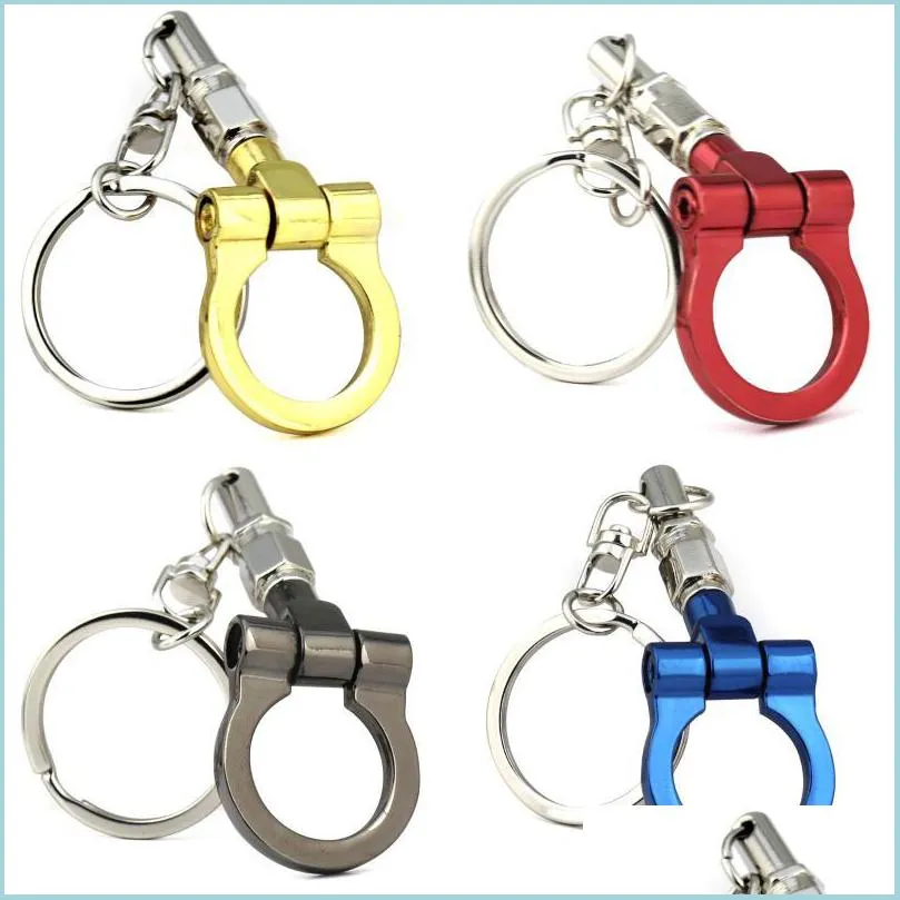Keychains Lanyards Keychains Trailer Hook Model Keychain Creative Car Part Connecting Rod Keyfob Key Chain Ring Accessoires Drop D DHNPC