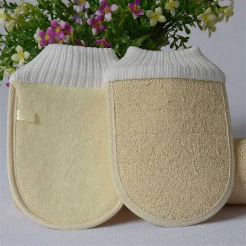 Loofah Natural Glove Wipe Washing Body ￩proigneur Exfoliator Luffa Brush Supplies de douche de maison pour les outils de bain confortables Guante de Lufa
