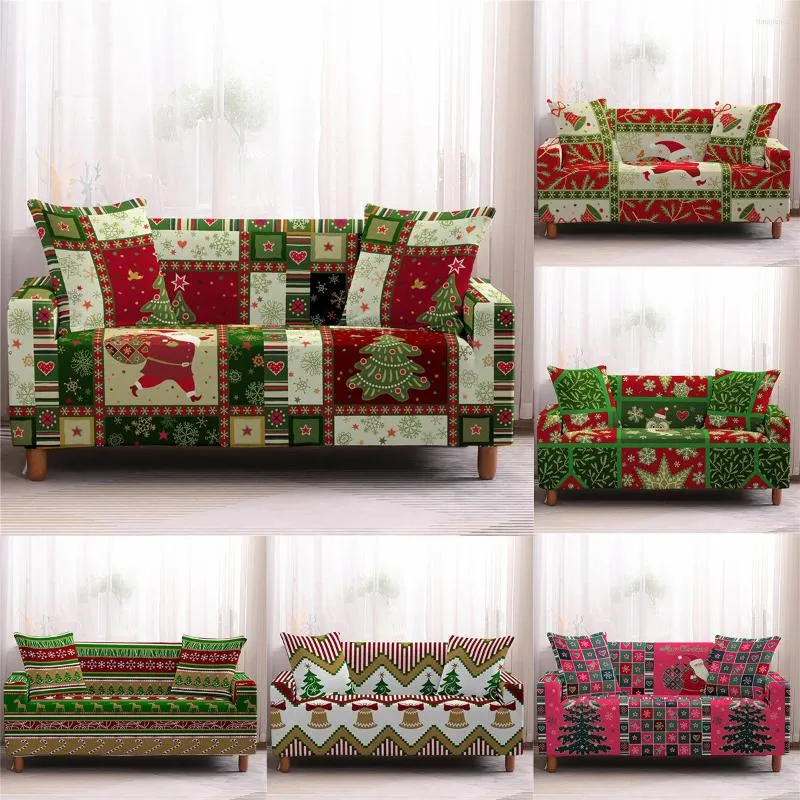 Stol täcker juldekoration elastisk soffa täcker xmas jultomten all-inclusive soffa stretch sektion slipcover 1/2/3/4 sätes