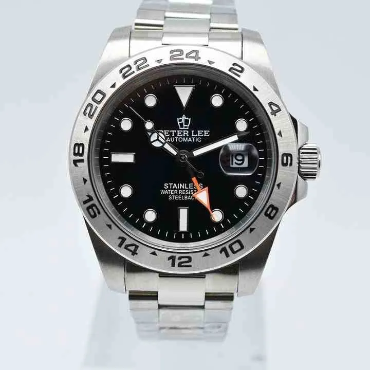 DHgate Peter Lee 42mm Stainless Steel Automatic Mens Watch Classic Mechanical Wristwatch with Date Display Watches