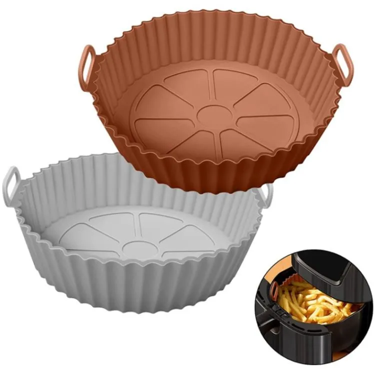 Siliconenmand Pot Tray Pans Liner voor luchtfriteuten Accessoires Pan Baking Mold Pastry Bakeware Keuken Roman Vorm herbruikbaar SN4243
