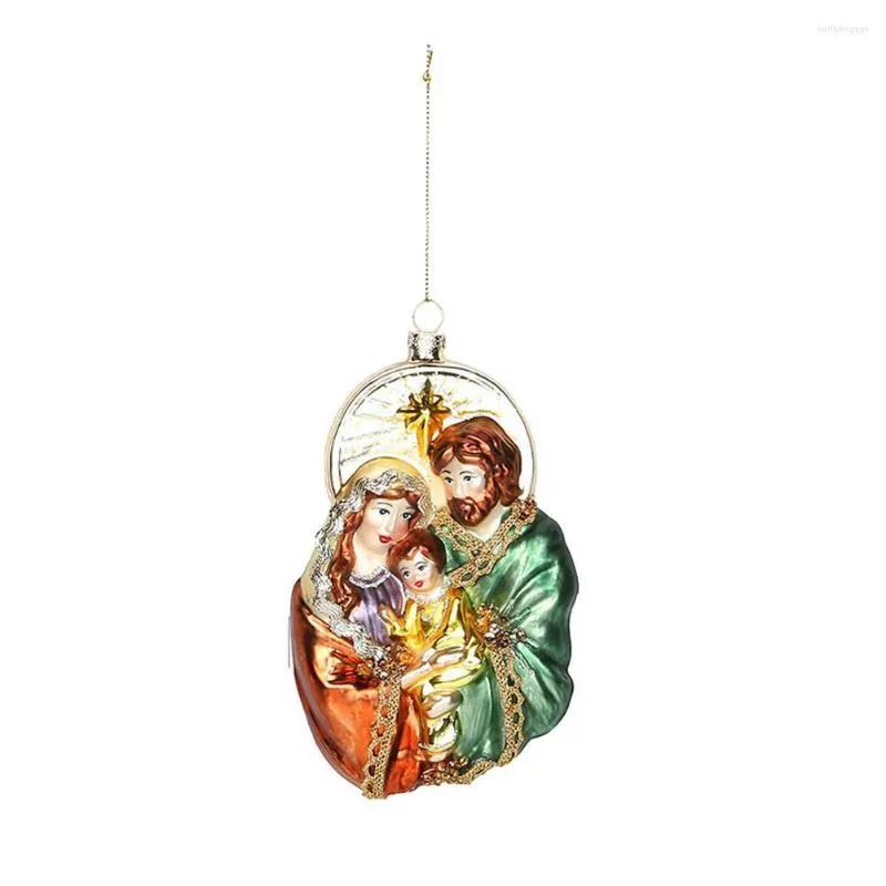 Kerstdecoraties Easter Holy Family Christian Ornament Tree Glass Baubbles Religieuze Home Arts and Crafts Gift