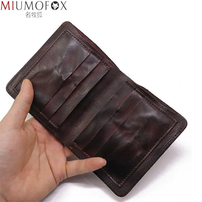 Wallets 2022 Genuine Leather Wallet for Men Vintage Wrinkled Short Bifold Man Compact Purse Holder Vertical Pocket Money Bag T221104