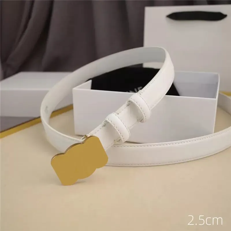 Mode cowskin bältesdesigner bälten kvinnor herrar äkta läder midjeband lyxguld slät spänne midjeband ceinture bälte 2,5 cm ny