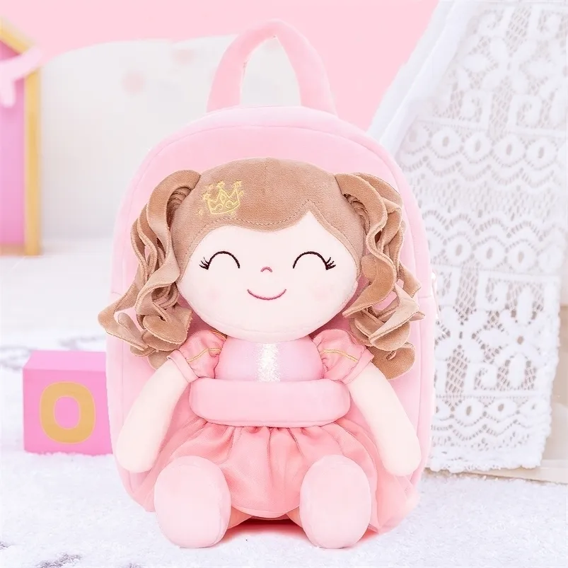 Plush ryggsäckar Gloveleya ryggsäckväska Baby Girl's Bagtoddler Kids Gifts Curly Dress Doll Stuffed Rag Toys 221105