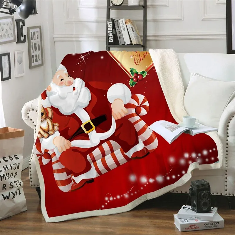 Deken gooi rood sherpa mode volwassen jaar cadeau kerstreisfeestje decoratie quilt 221104