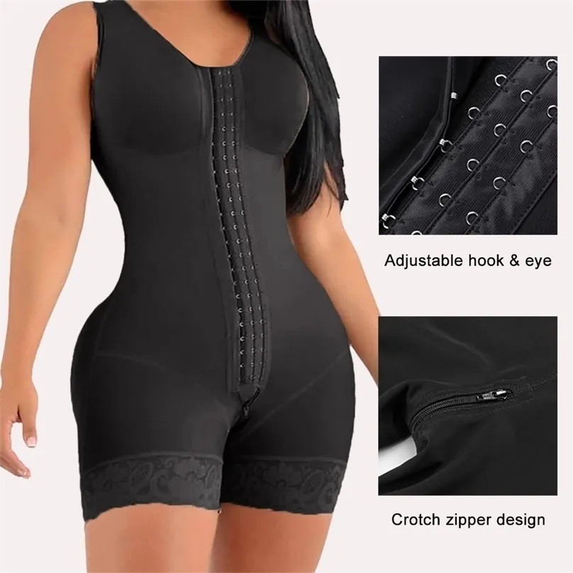 Taille Tummy Shaper Fajas Colombien Femmes Shapewear Minceur Skims Butt Lifter Corps Complet Bbl Contrôle Body Entrejambe Ziper Conception XS 221104