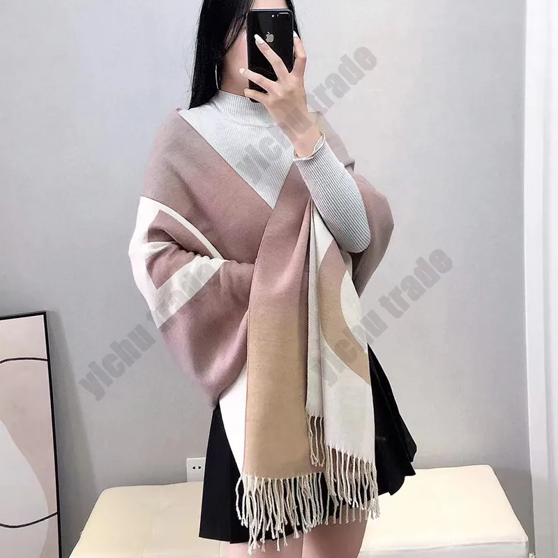 Vinter BIG C Scarf Kvinnor Cashmere Pashmina Sjalar Kvinna Lyx BREV Tryck Wraps Tjock filt Varm Bufand Lady Travel Stoles