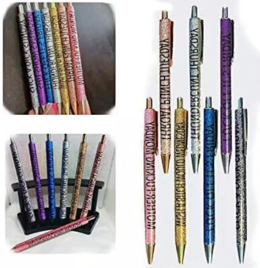 Bricolage ajouter des perles stylos drôles peinture fournitures 7 pcs/lot étudiant perles en plastique stylos à bille perle stylo à bille cadeaux de noël promotionnels créatifs en gros