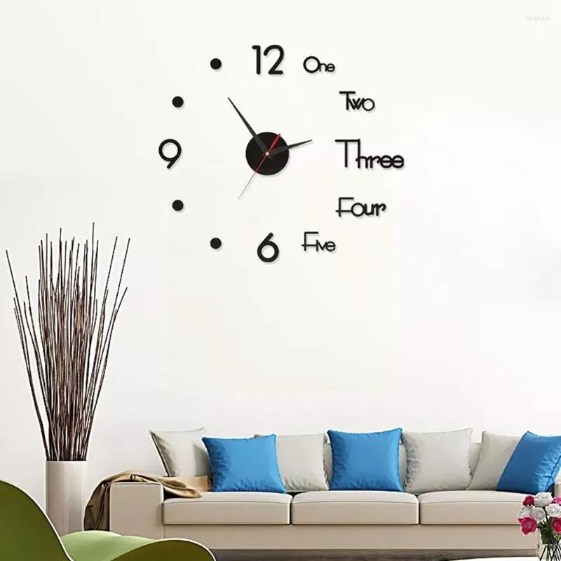 Настенные часы 3D зеркальные часы Большие безрамные цифровые наклейки молчат для домашней гостиной офис Wal E8t0