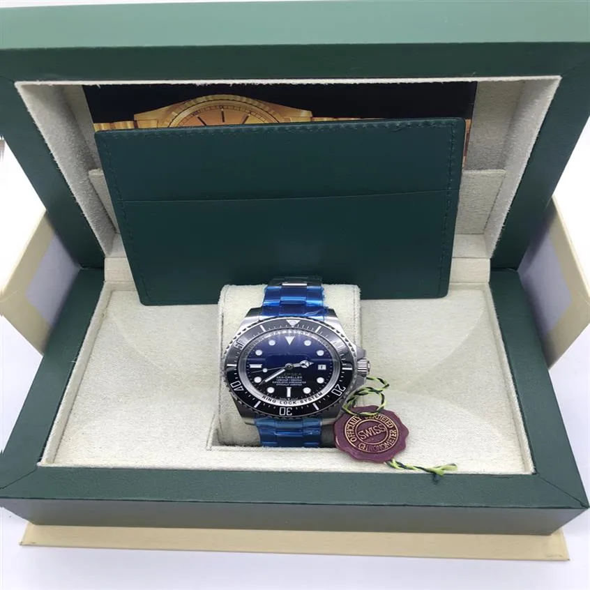 Con caja original Reloj para hombre Bisel de cerámica profunda SEA-Dweller Zafiro Cystal Acero inoxidable Con cierre deslizante Cierre Automático Mechan287r