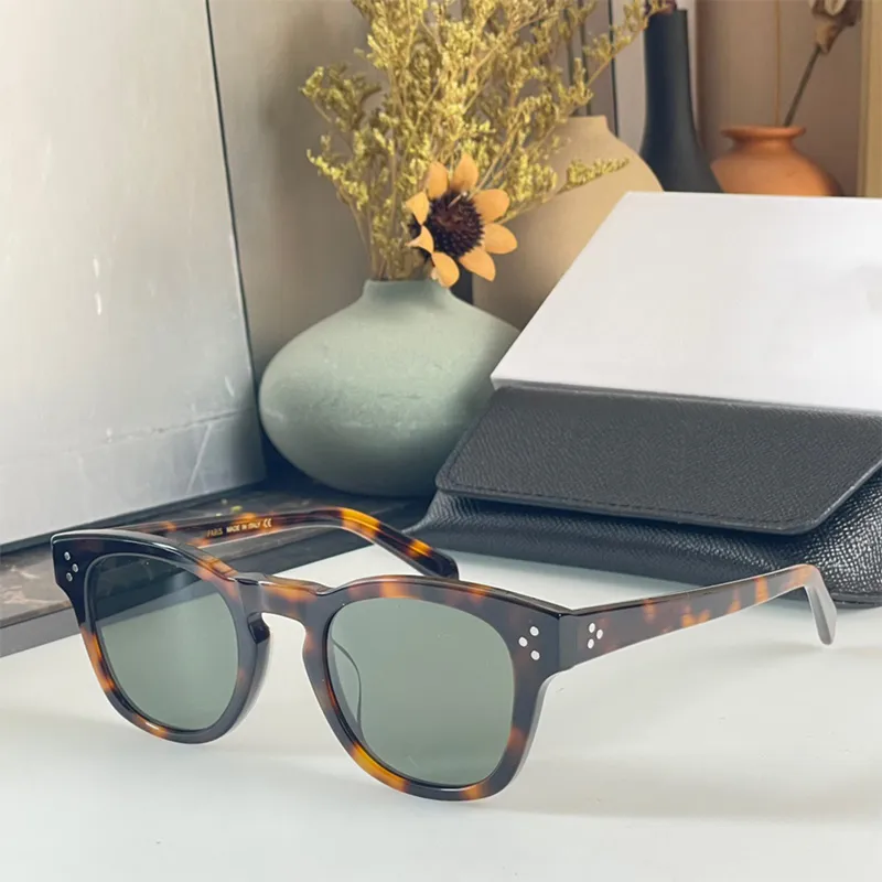 Occhiali da sole grandi in acetato nero di design per uomo Occhiali da sole polarizzati da donna con montatura quadrata a tre punti Occhiali leopardati piatti guida 42 occhiali 40233 tonalità di lusso sexy oversize