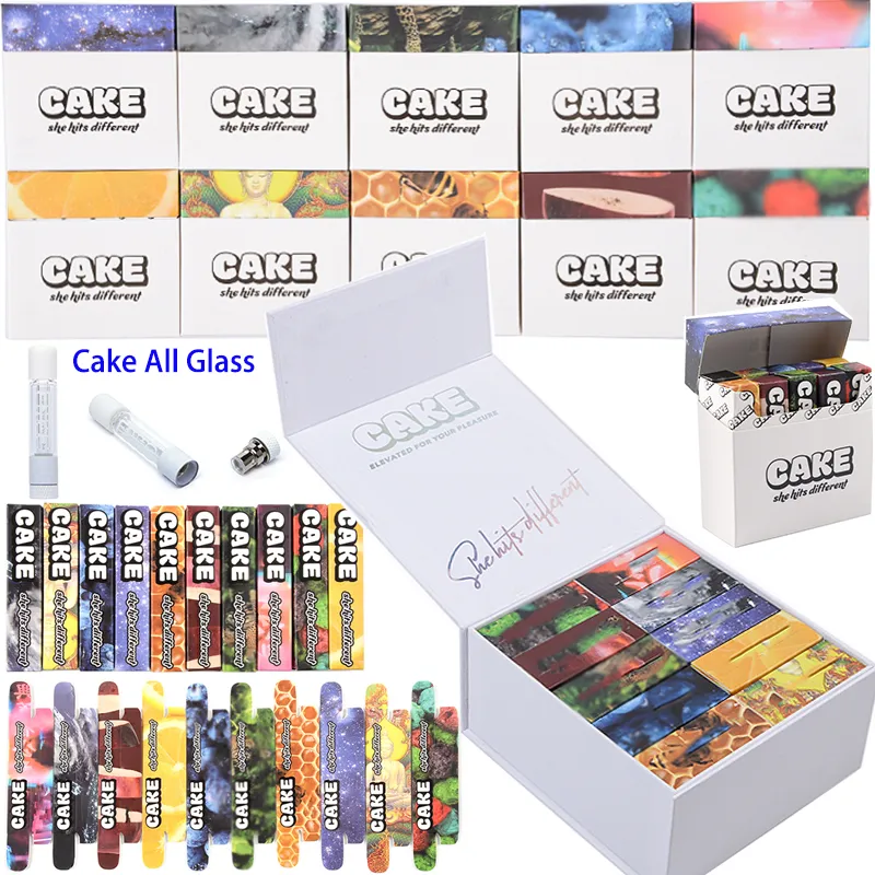 Cake All Glass Atomizers New Package 10 Strains Vape Cartridges Packaging 1.0ml Ceramic Carts Empty Glass Thick Oil Vaporizer 510 Thread E Cigarettes