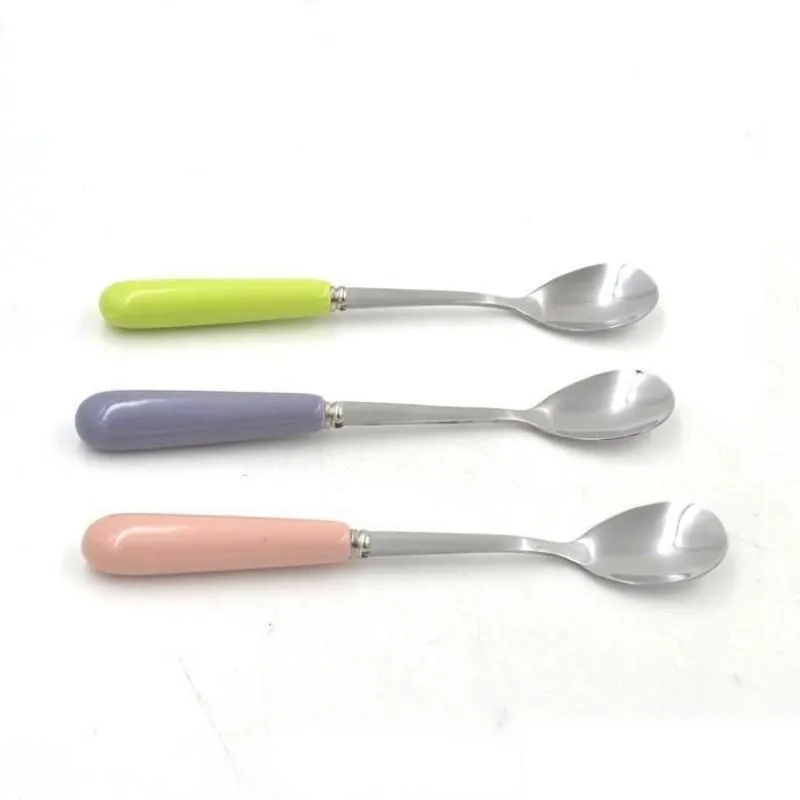 Cuillères Fourchette En Acier Inoxydable Cuillère Vaisselle Couleur Bonbon Poignée En Céramique Couteau Étudiant Vaisselle Pour La Maison Cuisine Articles 2 8RC Ff Dro Dh1Vw