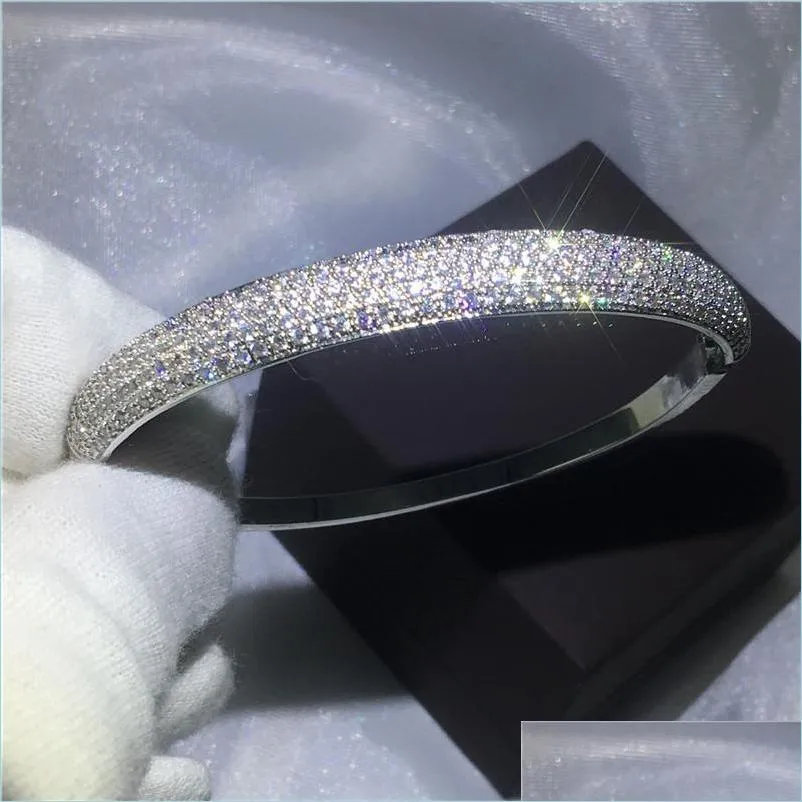 Boletka marka Brand Pave Ustawienie 300pcs 5A Cubic Zirkonia Baguette Bransoletka Duże lśnienie dla kobiet Wedding Accessaries Bangle DHC6J