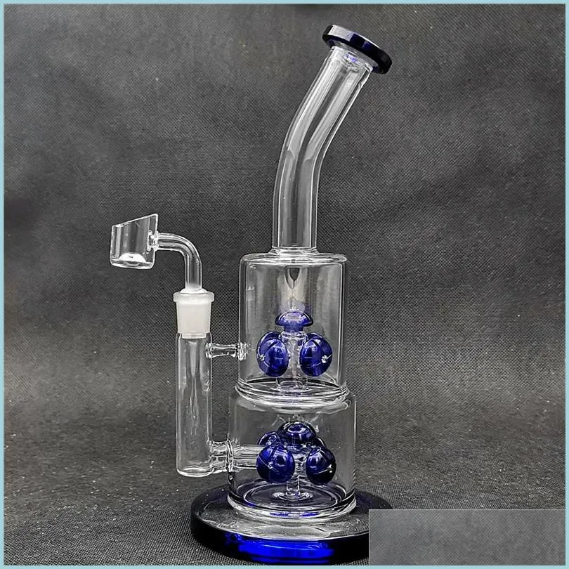 Other Smoking Accessories Glass Water Bong With 14 4Mm Female Joint Hookahs Double Pecr Handmade Pipes Dab Rig Rigs Bubblers Functio Dh9Af