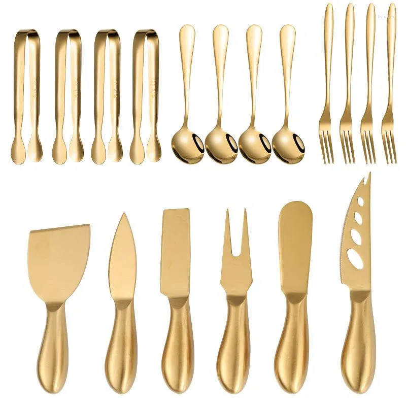 Din sets Sets 18pc set bestek kaas kaas kaas mes lepel tabelgerei flatware zilverwerk vaatwasser veilig keuken festival feestje