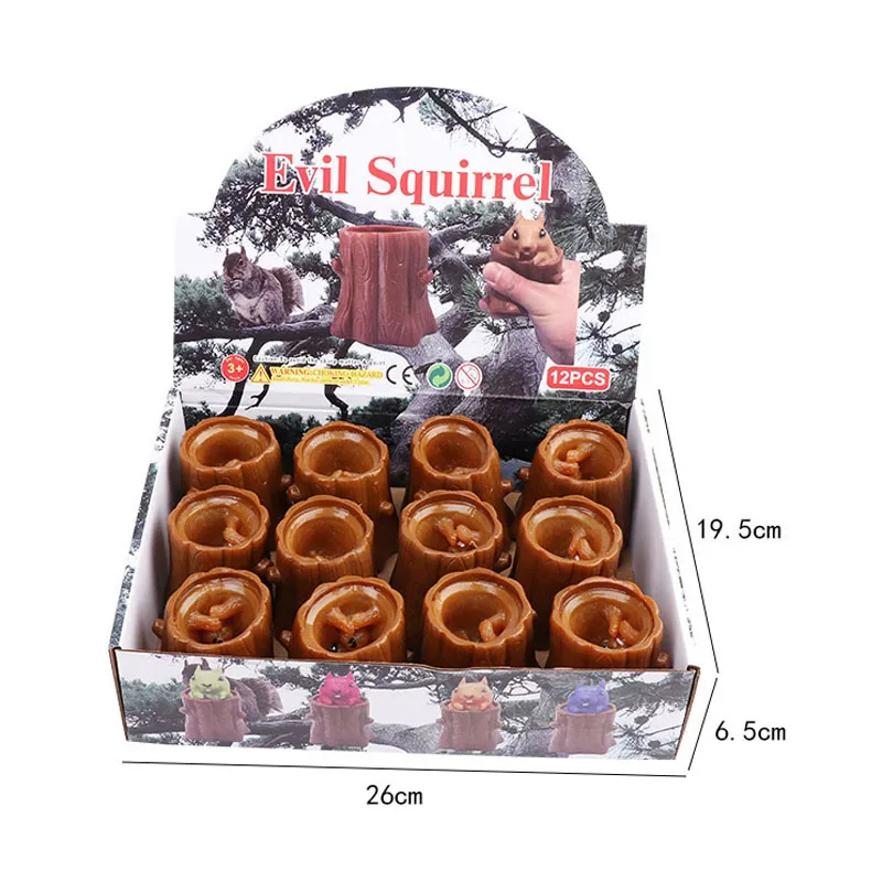 Evil Squirrel Cup Fidget Toy Squishy Stump Funny Squeeze Toys Stress Relief Decompression Toys Anxiety Reliever
