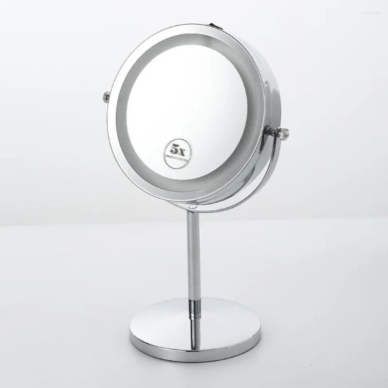 Mirrors 7 inch LED 5x 10x vergroting Make -up Mirror 360 ﾰ Roterende professionele desktop cosmetische 7 "dubbelzijdige vergrootglasstandaard