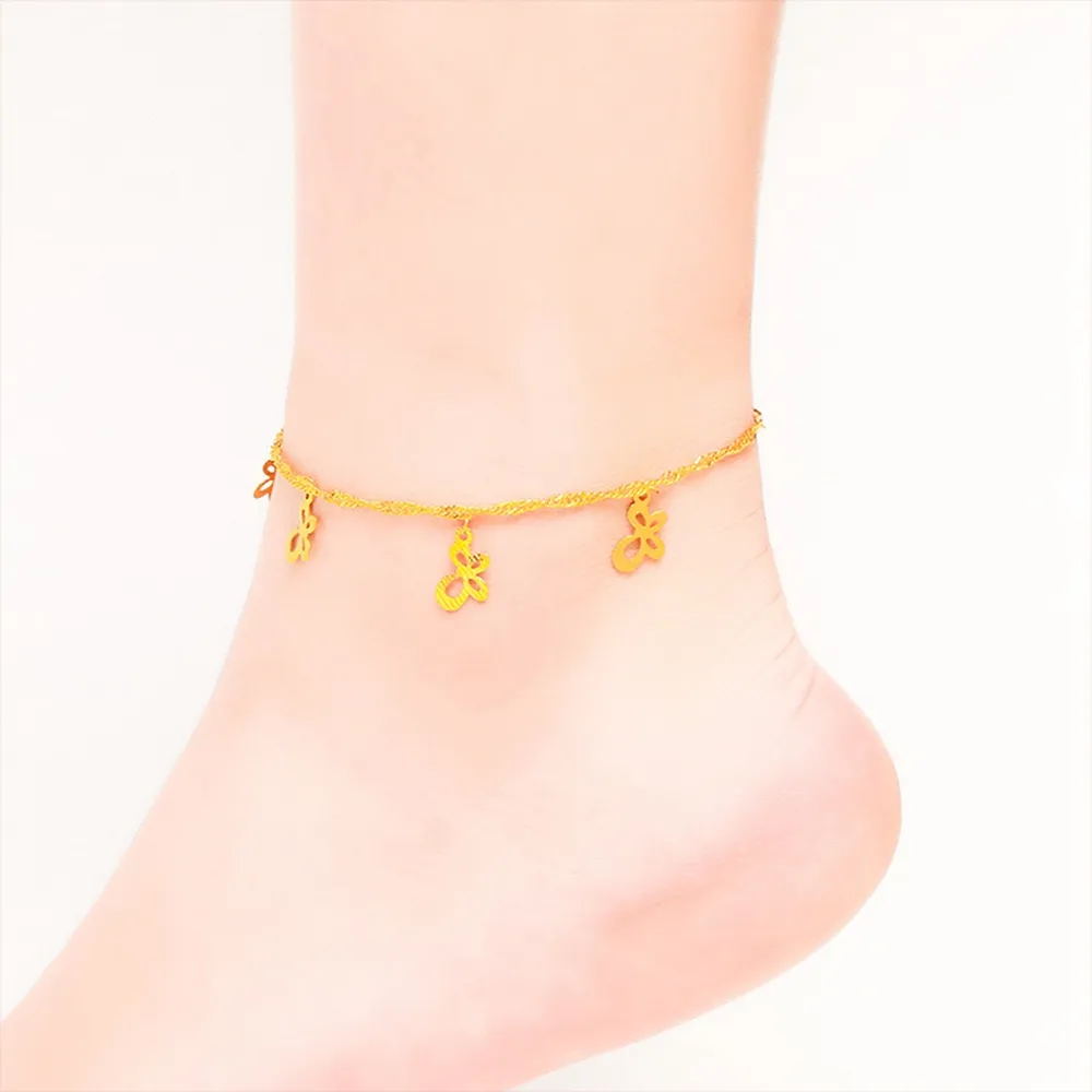 Butterfly Design Women Anklet Chain Fashion Foot Chain 18k Yellow Gold Filled Lovely Summer Beach Jewelry Gift