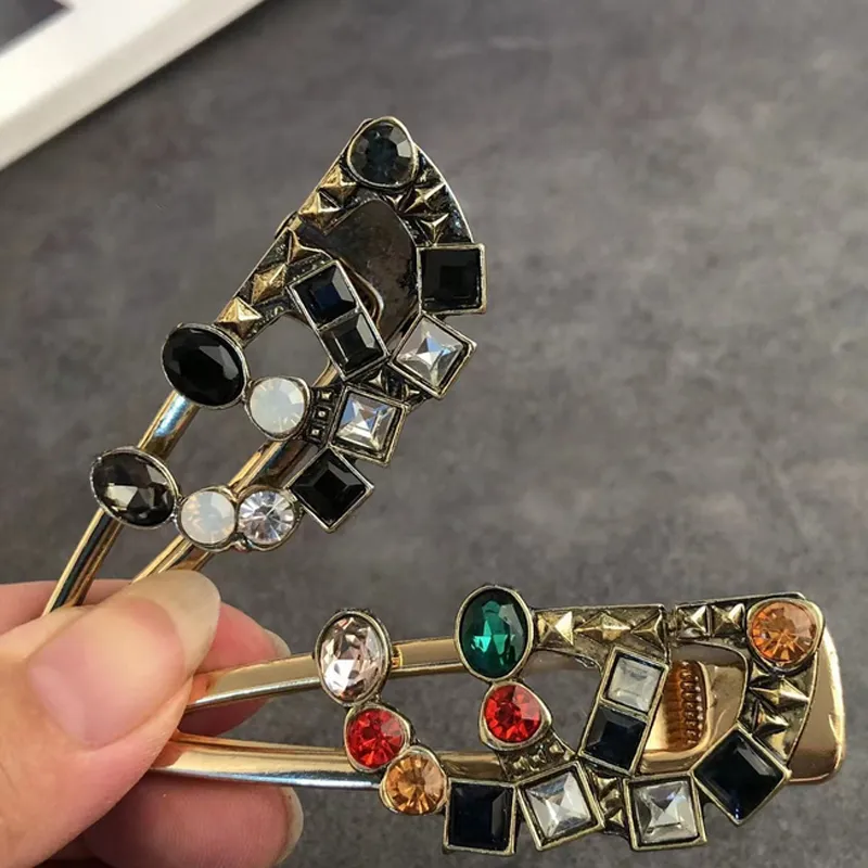 Vintage Metal Letter Hair Clips Women Crystal Letters Barrettes Special Fashion Hair Accessories