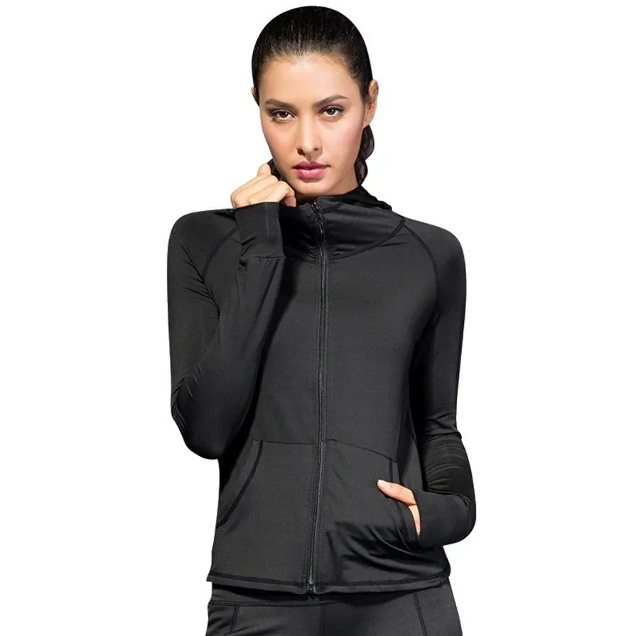 2020 Yeni Gelme Kadın Ceket Hoodie Sportswear Windbreaker Gym Egzersiz Giysileri Fermuar Nefes Alabaç Fitness Yoga Sweatshirt176i