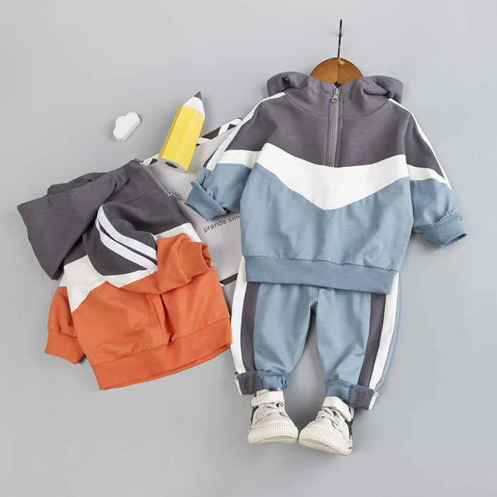 primavera autunno Set di vestiti per neonato Set di abbigliamento per bambini Colore incantesimo Cappotto a maniche lunghe con cappuccio Pantaloni Set casual per bambini 1 4 anni