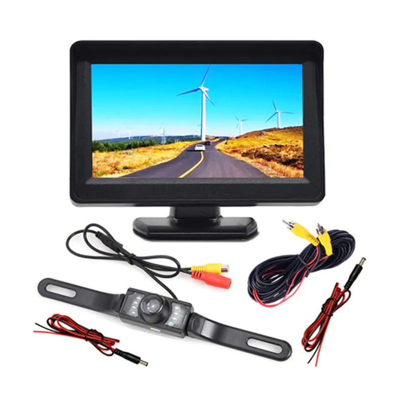 4.3 "TFT LCD Color Display Car BACKE View Camera 170 ° vidvinkelmonitor Night Vision Reversing Backup Parkeringsrehjälp