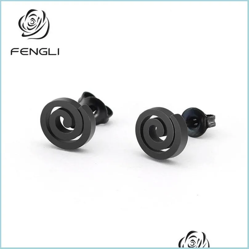 Stud Stud Fengli Lovely Mosquito Coil Shape Stainless Steel Earrings Geometric Love For Women Jewelry Girlfriend Gift Drop Delivery Dhhsu