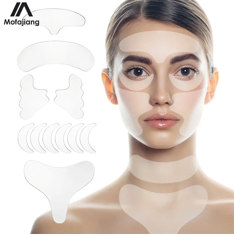 Dispositifs de soins du visage Autocollant de suppression des rides en silicone réutilisable Bandes de levage Set Front Neck Line Remover Patchs pour les yeux Anti Aging Skin Pads 221104