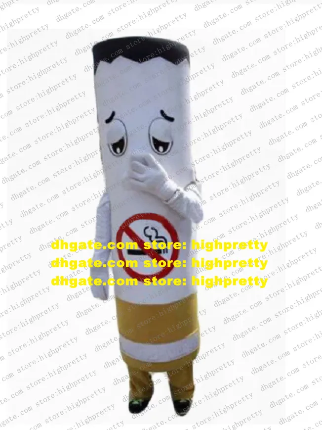 Costume de mascotte de cigarette Publicité non-fumeur Tabac Cigaretes Cigare Personnage adulte Séance photo Promotion des ventes zz9545