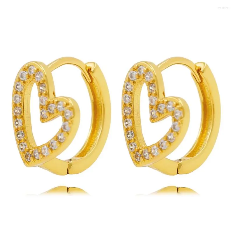 Boucles d'oreilles cerceau mode coeur cristal brillant CZ pour femmes Bijoux géométrique strass déclaration Bijoux cadeaux