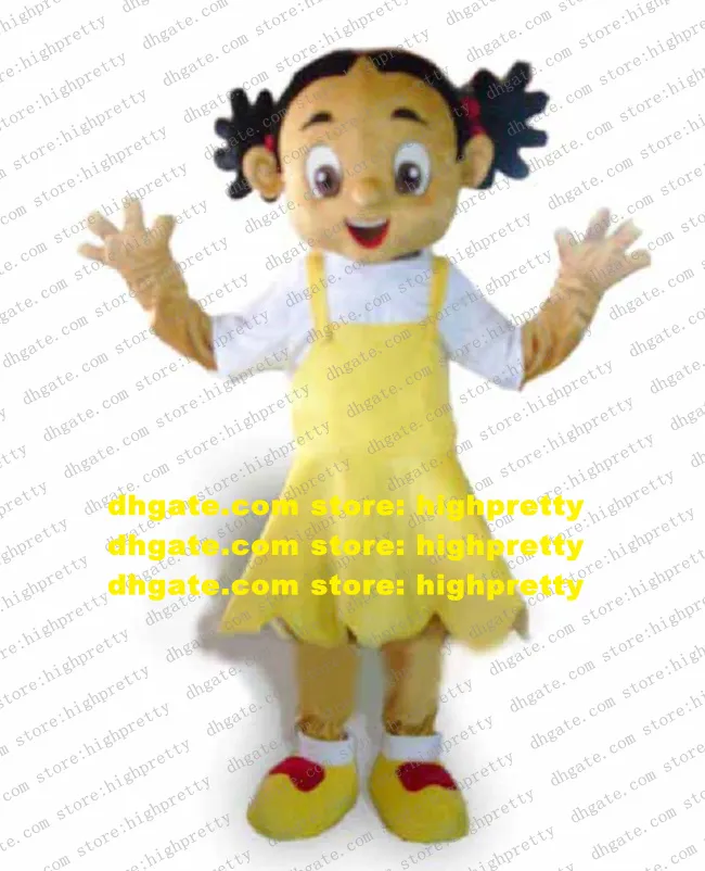 Sweet Japanese Girl Lassock Young Girl Mascot Costume With Happy Smiling Face Big Black Eyes Mascotte Adult No.154 Free Ship