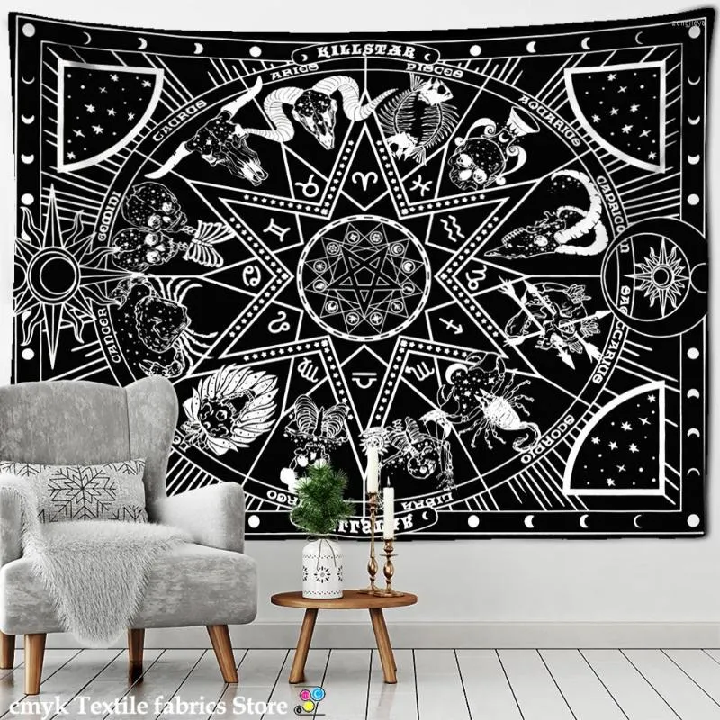 Tapisserier vintage mörk konstellation tapestry vägg hängande solmåne trolldom hippie tapiz hem dekor trasa