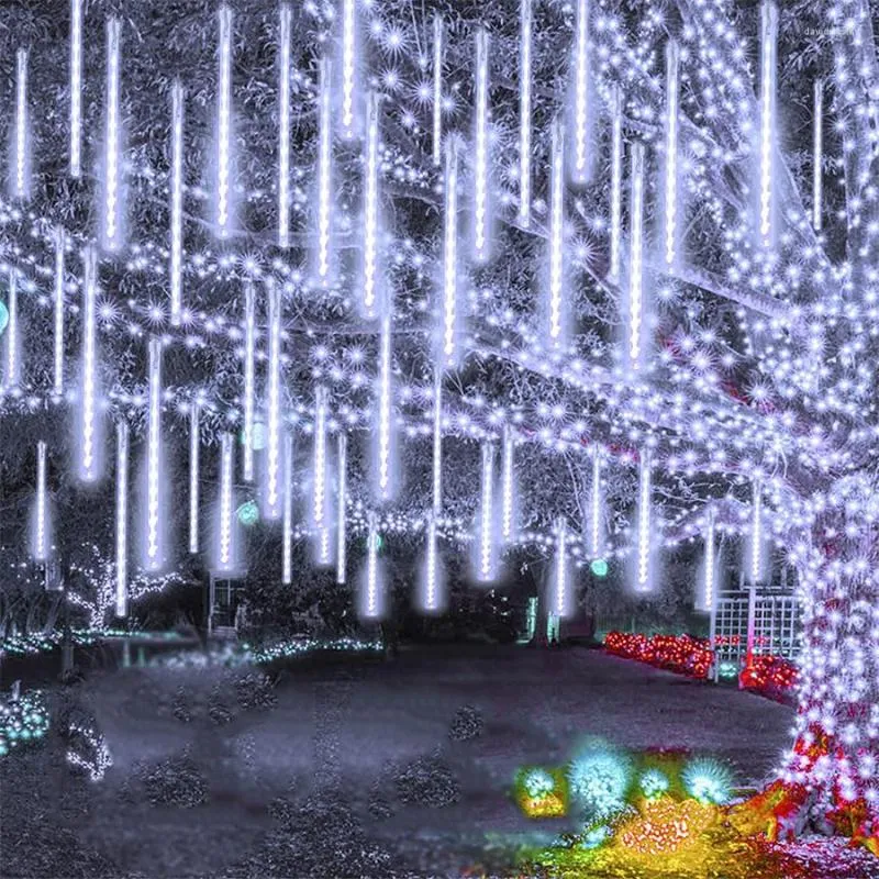 Cuerdas Cadena de Navidad Luz Árbol al aire libre Nevadas LED Goteo Carámbano Estrella fugaz Lluvia de meteoros Lluvia que cae Luces en cascada