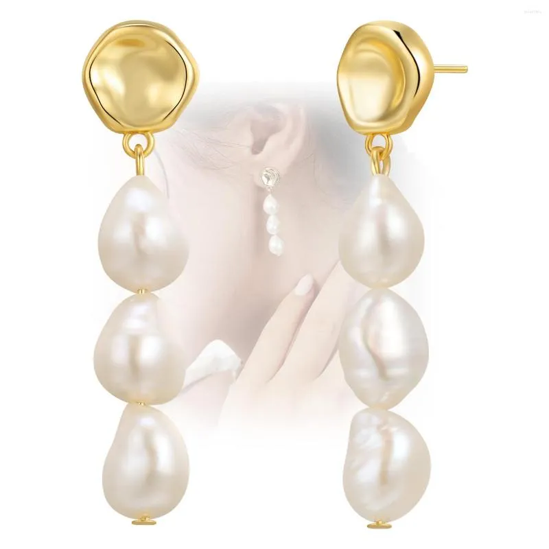 Dangle Earrings 7TO U Elegant Freshwater Cultured Three Pearl Drop For Women Teengirls