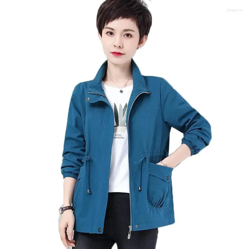 Trincheira feminina Casacos 2022 Mulheres Windbreaker Spring Autumn Slim Basic Zipper High Qualit forro ladies Jaqueta curta