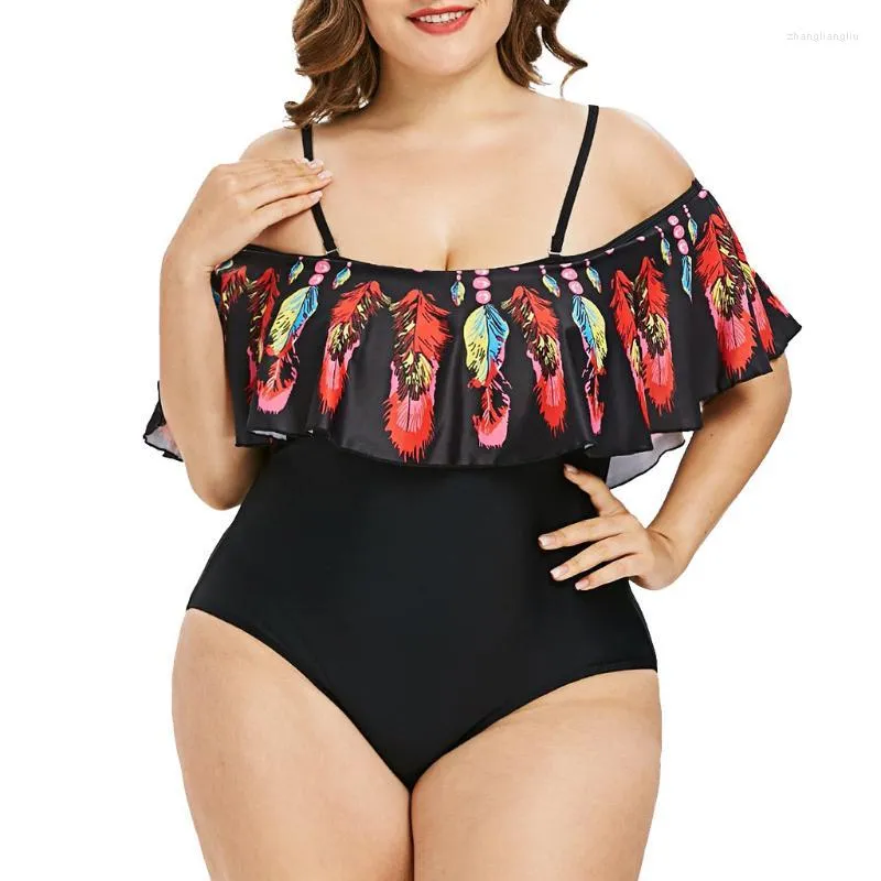 Bikinis 2022 Mujer Sexy Women One Piece Padded Swimwear Plus Size Feather Swimsuit Bikini Set Tankini Cover-ups Maillot De Bain