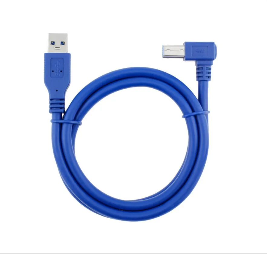 USB 3.0 skrivarkablar En hane till höger 90 graders vinkel USB3 Typ B AM/BM Höghastighetsskrivare Kabel 30 cm 60 cm 1m 1,8m