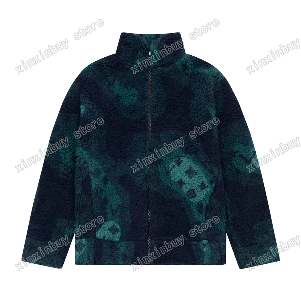 Xinxinbuy Men Designer Coat Jacket Fleece Puffer Camouflage Letter Print Bomull Långärmad kvinnor grå svart vit blå S-2XL