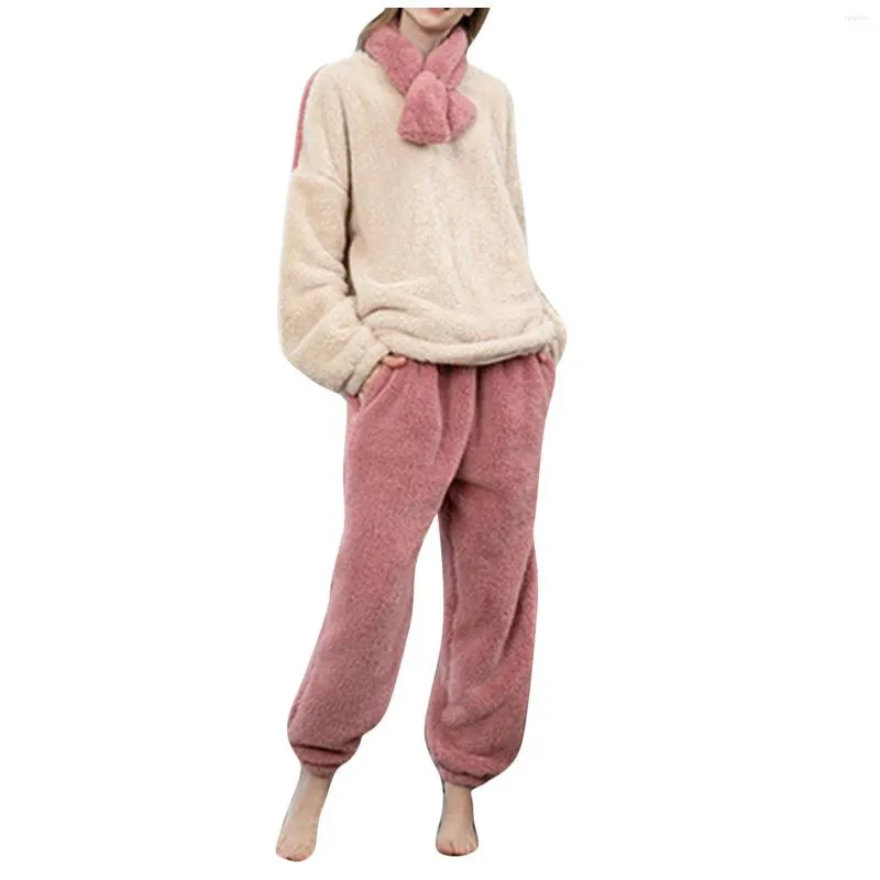 Men's Sleepwear Men's And Women's Top Pants Autumn Winter Flannel Pajamas Set Warm O Neck Pajama Suit Cardigan