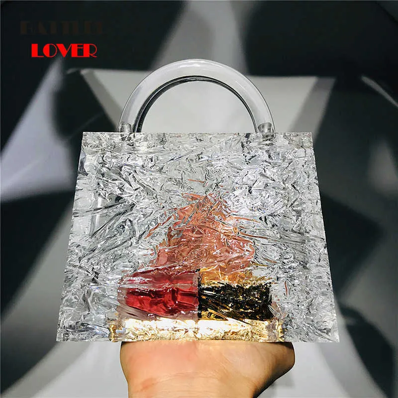 Clear Acrylic Box Evening Bag Women 2020 Summer Top Handle Dinner Clutch Purses Ladies Transparent Crystal Handbag High Quality