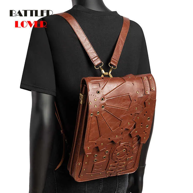 Vintage Shoulder Bag Women Backpack Steampunk Backpacks for School Teenagers Girls Rivet Casual Daypack Men