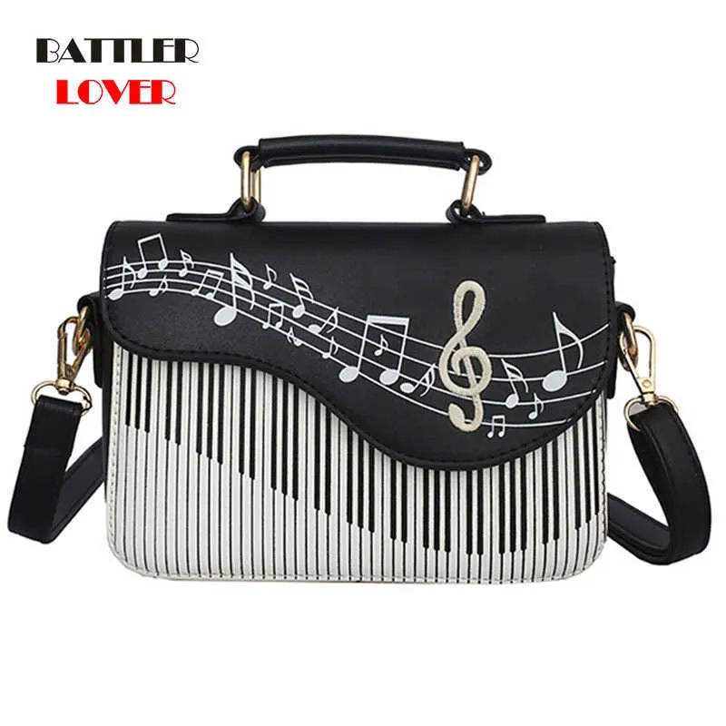 Cute Piano Music Pattern Leather Casual Handbag For Women 2021 Shoulder Crossbody Messenger Flaps Ladies Pouch Totes Bolsas Bag