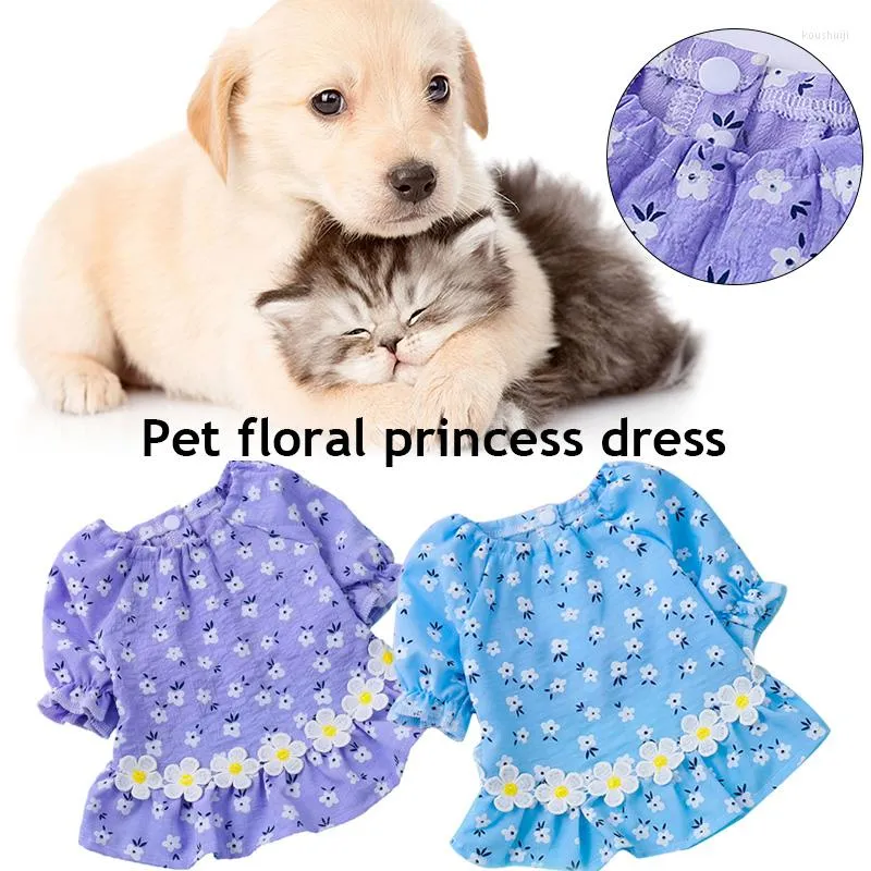 Vêtements pour chiens été mince impression florale chat vêtements confortable doux marguerite robe doux pour la peau respirant petite jupe fournitures pour animaux de compagnie